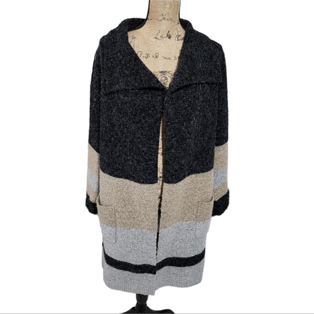 Malvin Hamburg Germany Color Block Duster Length Cardigan Sweater Size 36 US Med